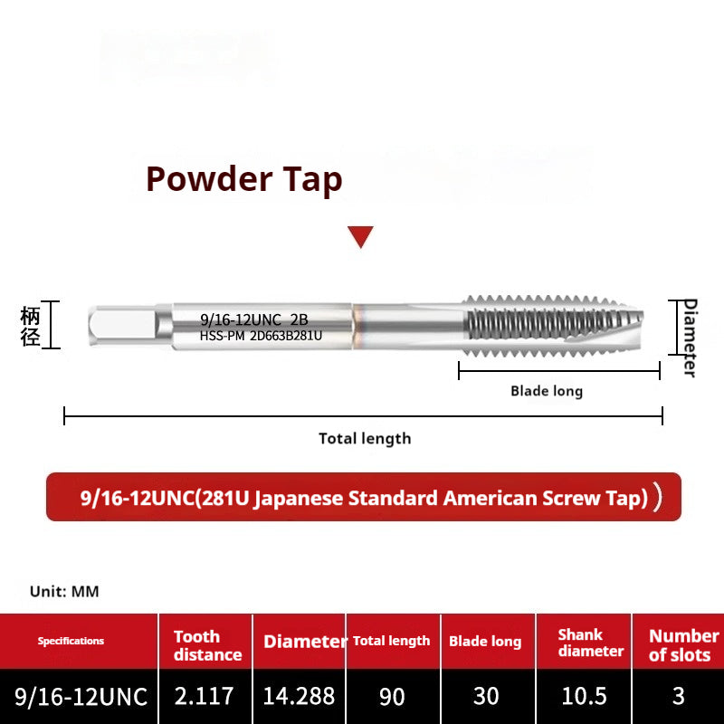 2124-282U American Japanese Standard Powder Screw Machine Tapping Tip Tapping Series Powder High Speed Steel Tap Shandong Denso Pricision Tools Co.,Ltd.